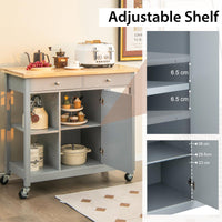Giantex Kitchen Island on Wheels, Rolling Cart with Open Shelves, Storage Drawers & Cabinet