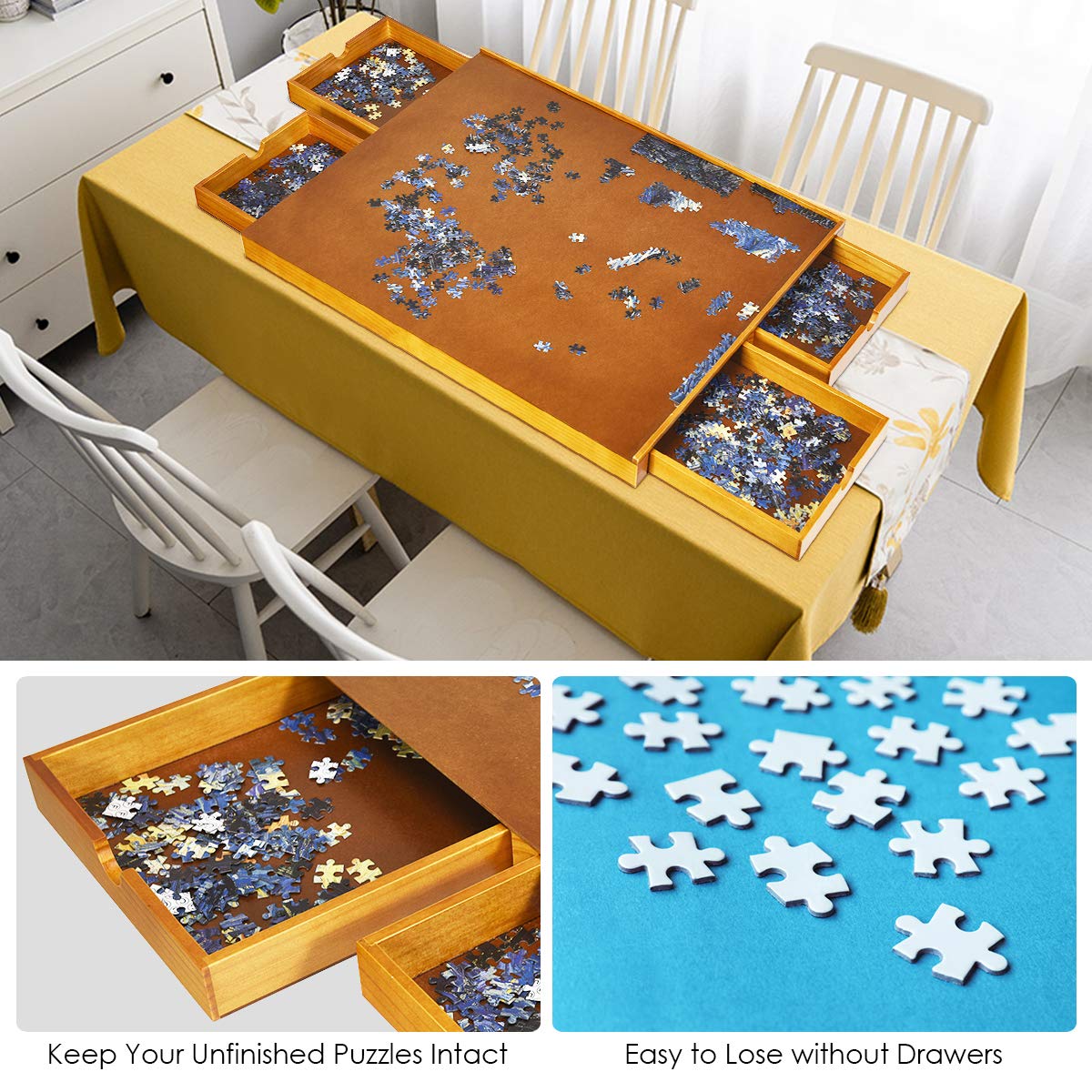 80cm x 65cm Wooden Jigsaw Puzzle Table