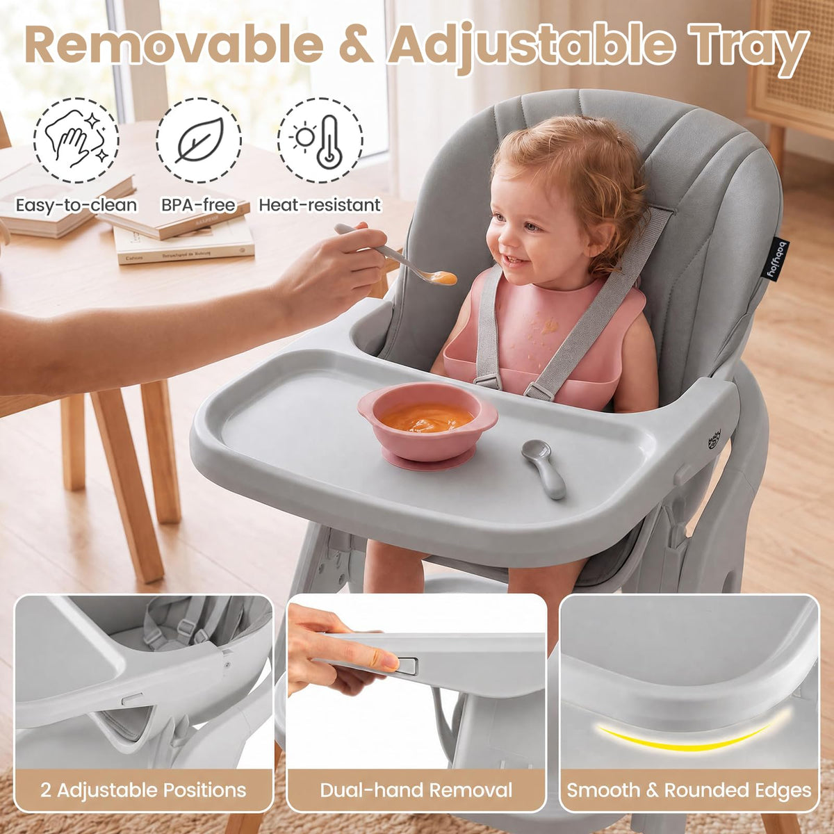 7-in-1 Convertible Foldable Baby High Chair w/Adjustable Tray