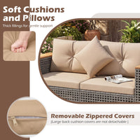 2-Piece Patio Corner Sofa Set Outdoor Sectional Wicker Loveseat with Thick Cushions