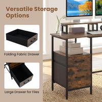 Giantex L-Shaped Desk with Power Outlets, Reversible Corner Desk
