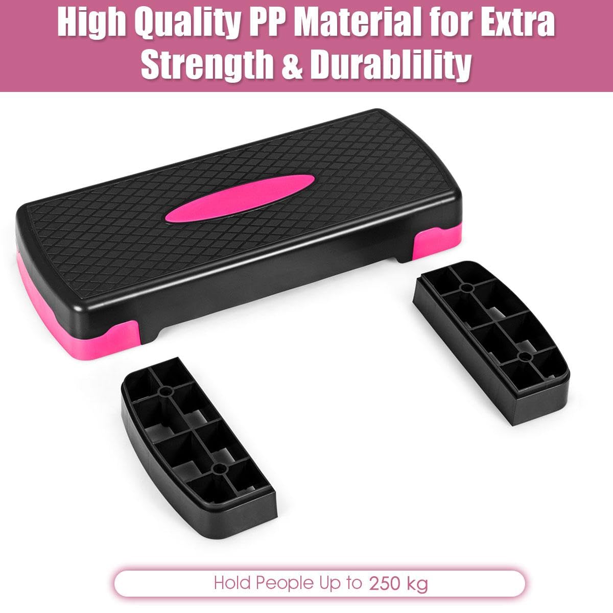 Adjustable Workout Aerobic Stepper Aerobic Exercise Step Platform with 2/4 Risers