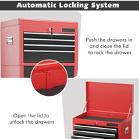 Lockable Tool Storage Cabinet, 2-in-1 High Capacity Rolling Tool Chest with Handle