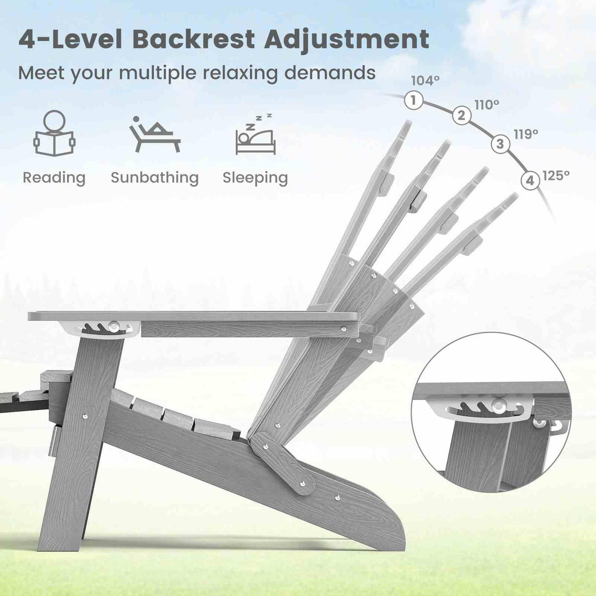 All-Weather HIPS 180kg Loaded Lounge Chair with Retractable Footrest