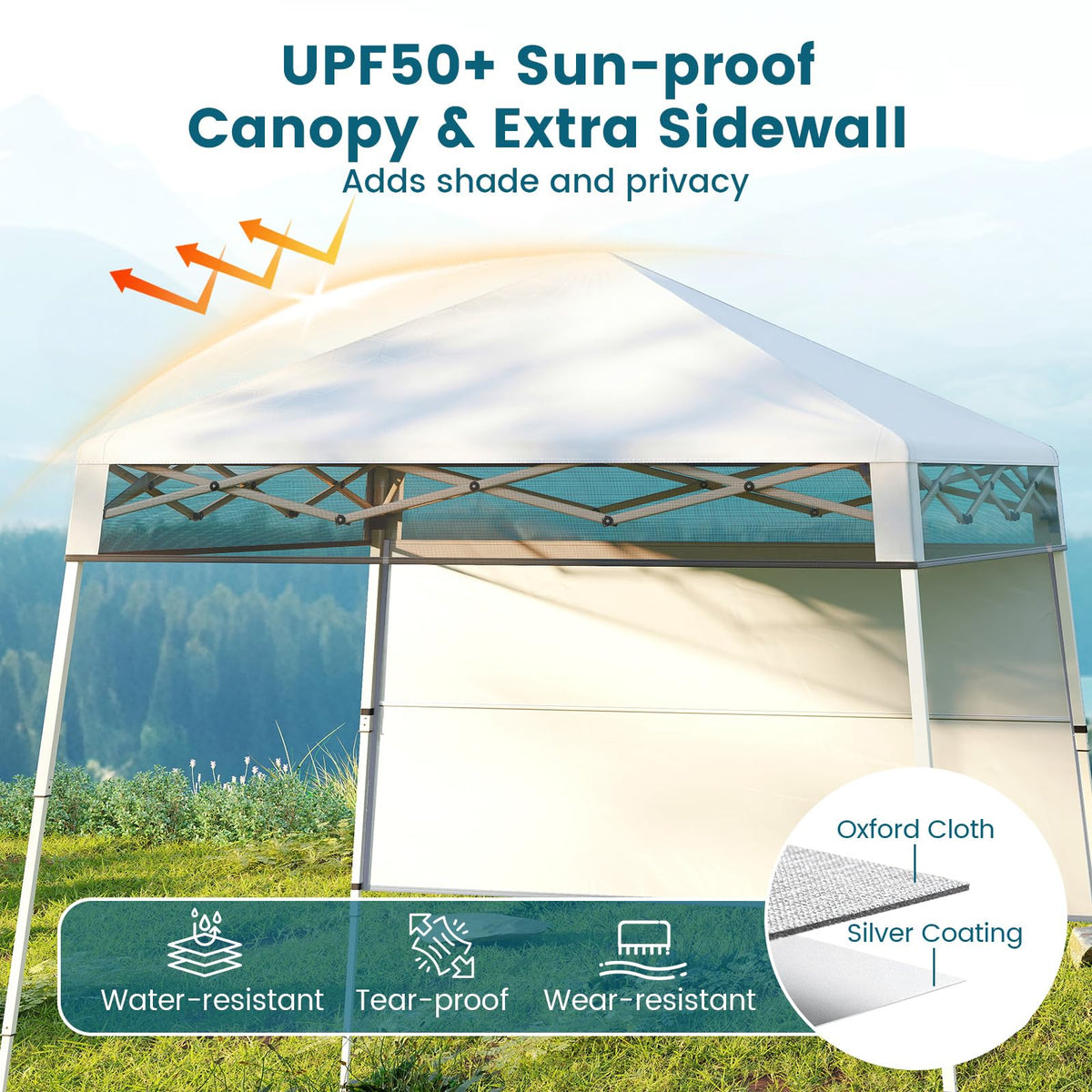 2.1 x 2.1 M Pop-Up Canopy Tent with 1 Push Center Lock for Sports Picnic Camping