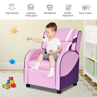 Kids Recliner Chair, Ergonomic Toddler Sofa Lounge Recliner w/ Adjustable Backrest & Storage Pocket, Pink & Purple