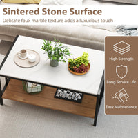 2-Tier Rectangular Center Table with Sintered Stone Tabletop