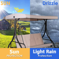 3-Person Convertible Canopy Swing with 3 Comfortable Cushion Seats for Garden & Balcony