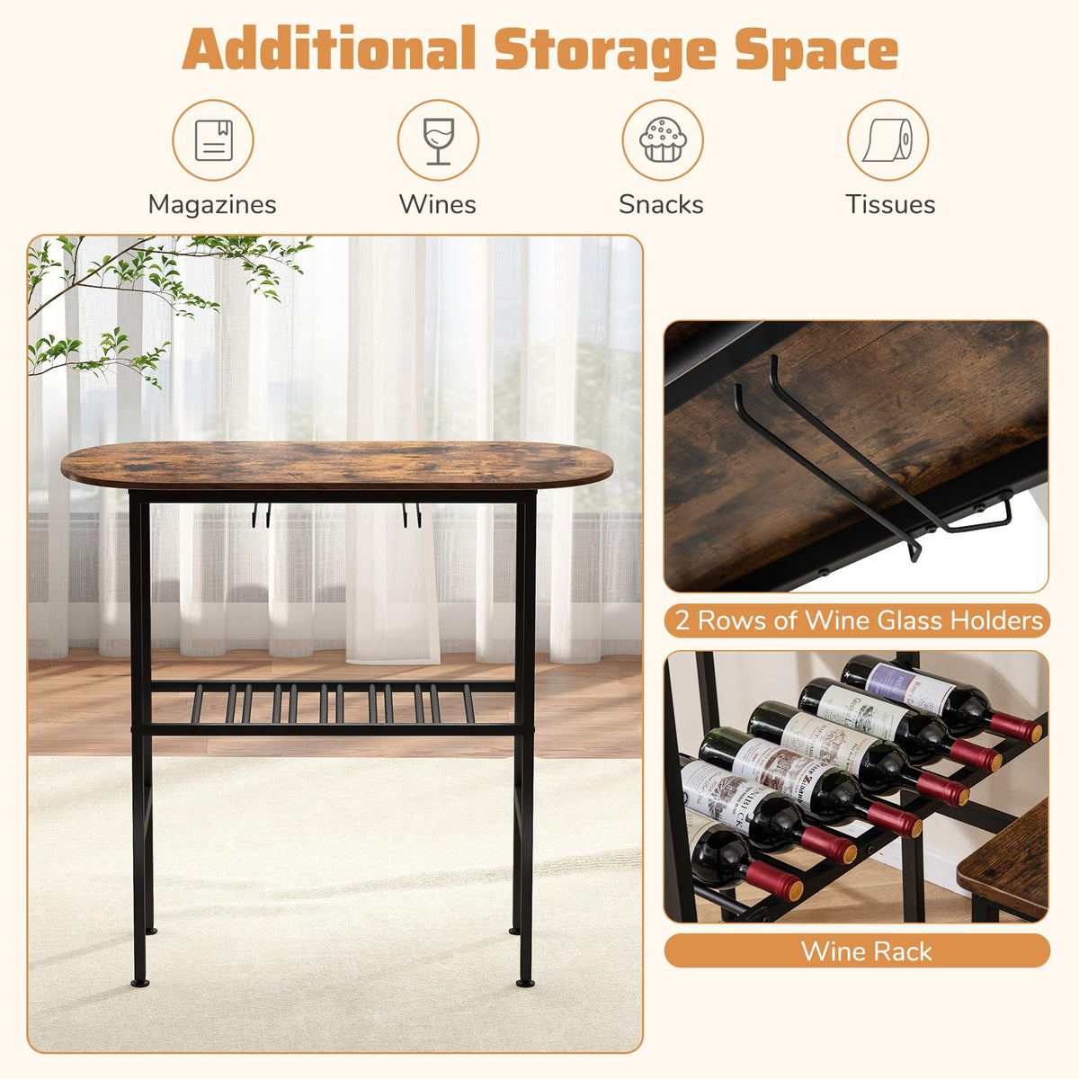 3 Piece Counter Height Table Set