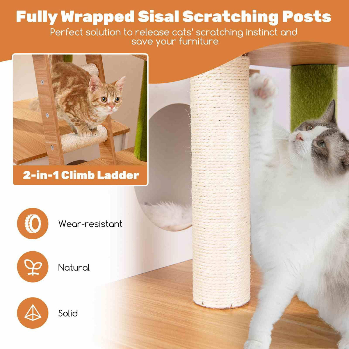 Large Cat Tree w/Litter Box Enclosure, Hidden Cat Washroom