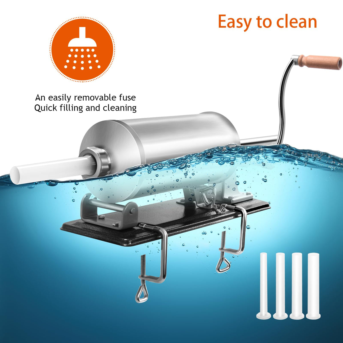 4.8L Stainless Steel Sausage Stuffer Maker Meat Filler Commercial