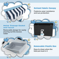 2-In-1 Wooden Mud Kitchen Double-Sided Kids Kitchen Playset with Canopy