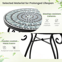 Mosaic Outdoor Side Table with Weather Resistant Ceramic Tile Tabletop