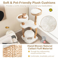 124 CM Tall Wooden Cat Tree, Solid Wood Cat Tower