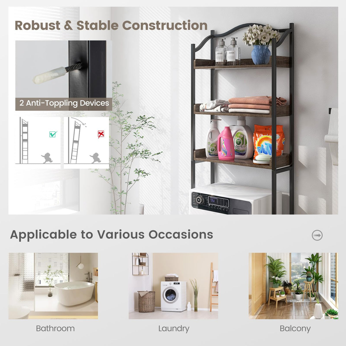 Over The Toilet Storage Rack, 3-Tier Bathroom Shelf Organizer