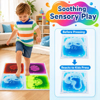 4-Pack Glow-in-the-Dark Liquid Sensory Floor Tiles 30 x 30 CM for Toddlers with Autism