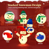 150cm Stacked Snowman Lighted Christmas Decoration, 3D Light-up Snowman with 110 LED Lights