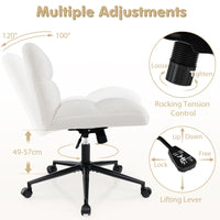 Giantex Cross Legged Chair with Wheels, Upholstered Home Office Chair