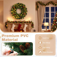 60 CM Pre-Lit Artificial Christmas Wreath, Battery Operated