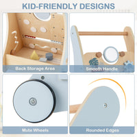 Wooden Baby Walker with Storage for Motor Skill Development