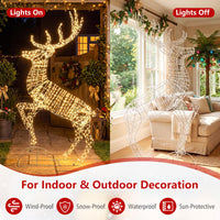 Lighted Mid-Leap Christmas Reindeer with 1200 Warm White LED Lights for Yard Lawn