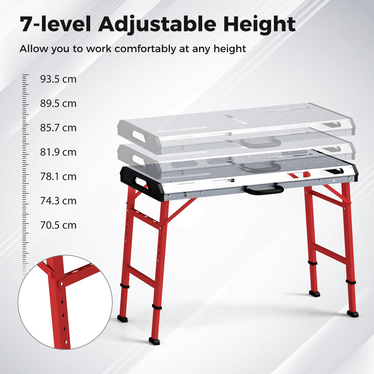 107cm x 53cm 450kg Capacity Heavy-Duty Welding Workbench with Adjustable Height