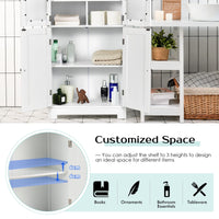 Giantex Bathroom Storage Cabinet, Kitchen Pantry Cabinet w/Tempered Glass Doors & Adjustable Shelf, White