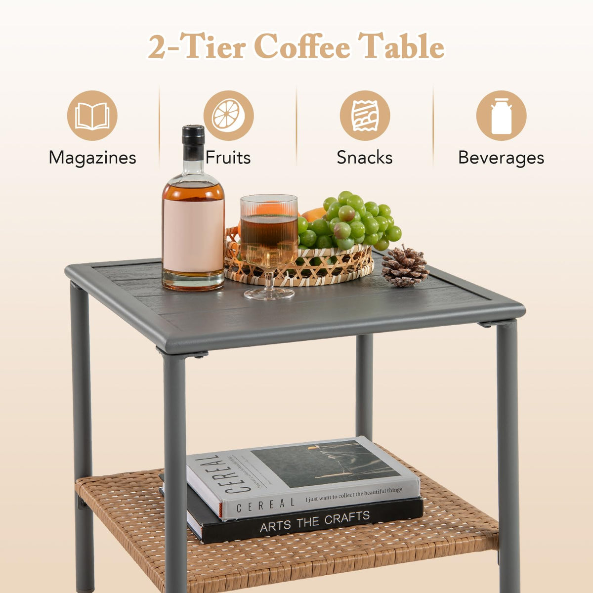 3 Pieces Corner Patio Furniture with Small Coffee Table for Garden Backyard