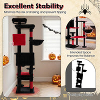 190cm Gothic Cat Tree for Indoor Cats with 2 Plush Perches and 2 Condos for Black Halloween