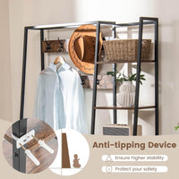 Hall Tree with Storage Bench with 9 Hooks 5 Side Shelves and 2 Mesh Shelves