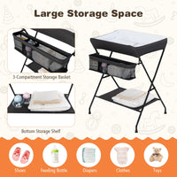 Folding Baby Change Table with Storage Basket & Shelf for Infant & Toddler