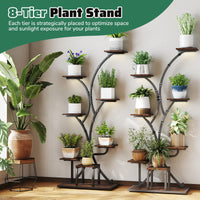 Indoor Plant Stand with Grow Lights, 146CM Tall 8-Tier Corner Metal Plant Shelf