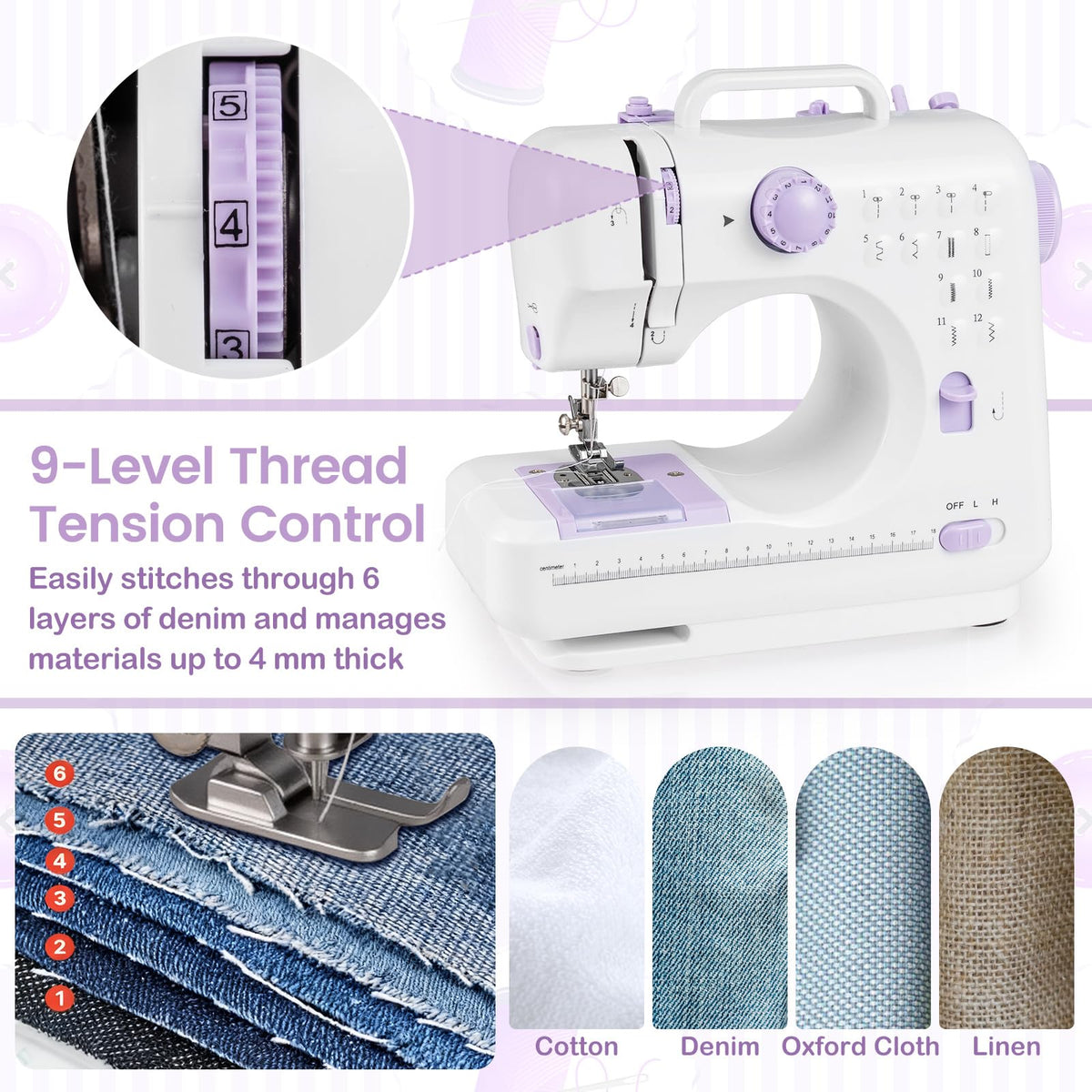 Mini Sewing Machine with 12 Built-in Stitches for Beginners