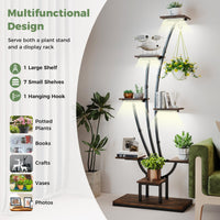 Indoor Plant Stand with Grow Lights, 156CM Tall 8-Tier Corner Metal Plant Shelf
