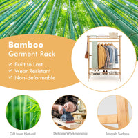 Giantex Bamboo Garment Rack, Heavy Duty Clothing Rack with Top Shelf, Hanging Rod, Shoe Storage Shelf