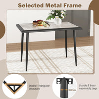 Sintered Stone Dining Table, Rectangular Kitchen Table w/Metal Frame