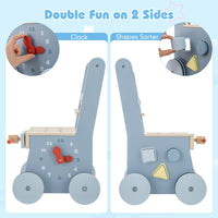 2-in-1 Wooden Baby Push Walker with Multi-Activity Center