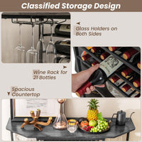 Giantex Wine Rack Table with Power Outlets, 3-Tier Freestanding Liquor Cabinet