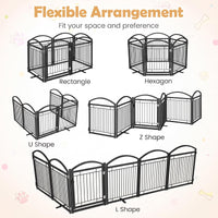 360/480x81cm Foldable Metal Dog Gate with Door 6/8 Panels