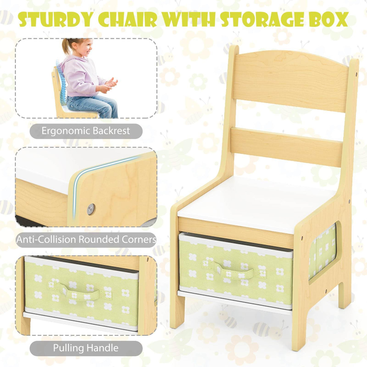 3-In-1 Kids Multi Activity Table & 2 Chairs Set for Toddlers