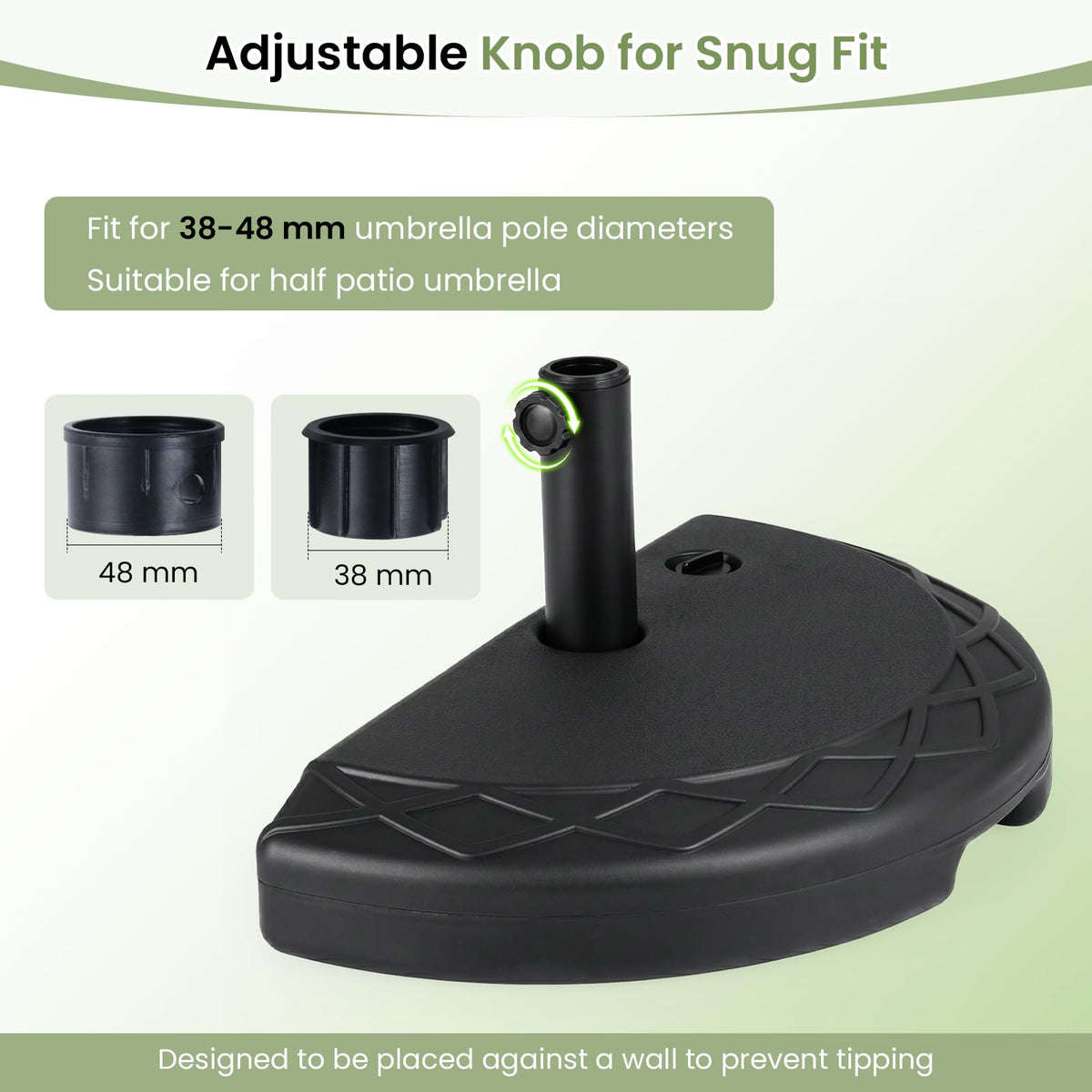 Half Round Patio Umbrella Base 20kg Water and Sand Fillable Umbrella Stand
