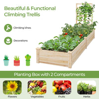 Raised Garden Bed w/Planter Box & Trellis, Outdoor Wooden Planter Box Kit for Flower