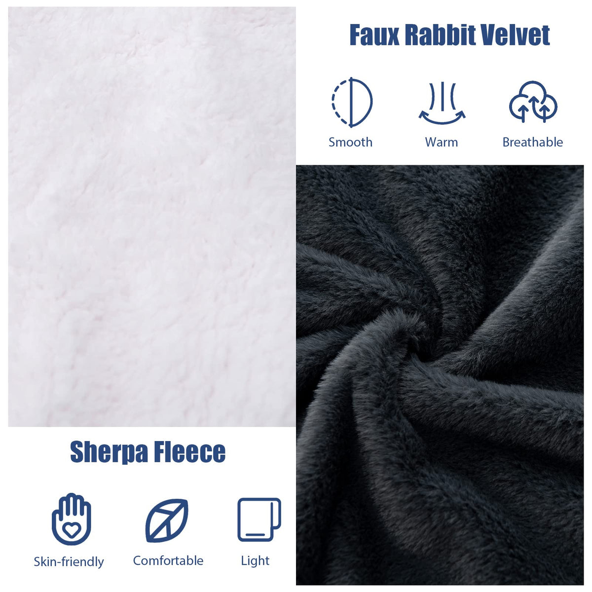 320GSM Rabbit Velvet Electric Blanket,Heated Throw Double-Side Fabric Reversible Blanket