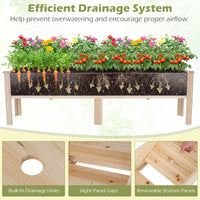 240 x 44 CM Fir Wood Raised Garden Bed with Legs, Drainage Holes for Vegetables Flowers Herbs