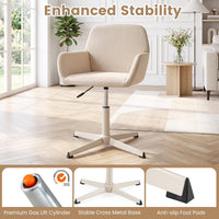 Giantex Vanity Chair with Back, 360° Swivel Armchair w/Adjustable Height