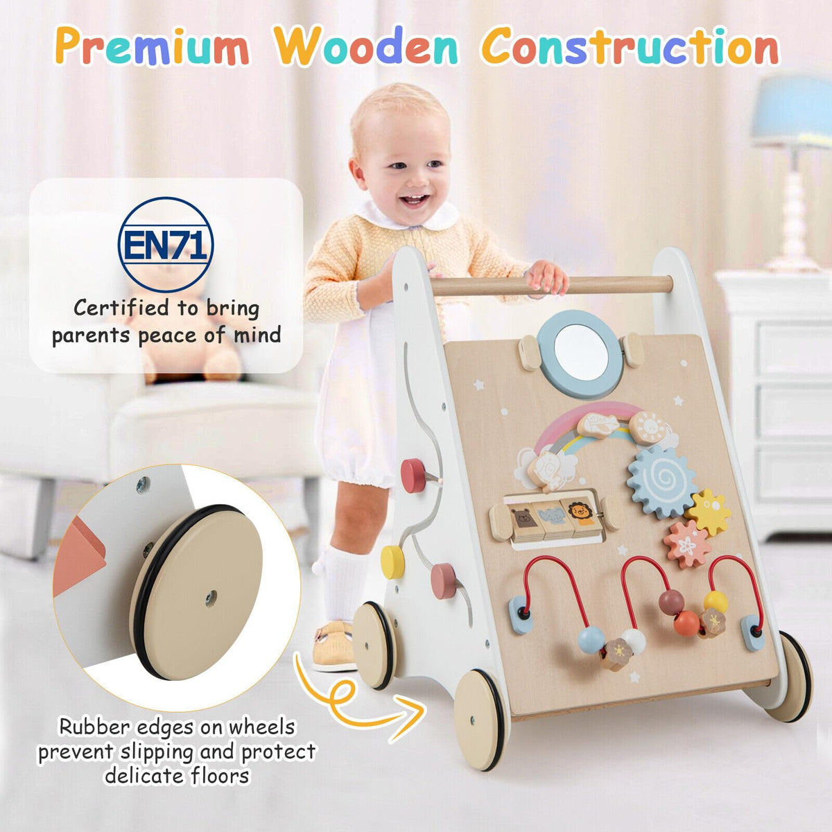 7 in 1 Push and Pull Learning Walker with Multi-Activity Toys for Kids