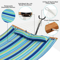 Outdoor Portable Quilted Fabric Hammock with Detachable Pillow (without Stand)