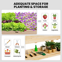 Elevated Wooden Planter Box with Lockable Wheels and Shelf
