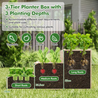 3-Tier Raised Garden Bed with Trellis and Elevated Planting Frame