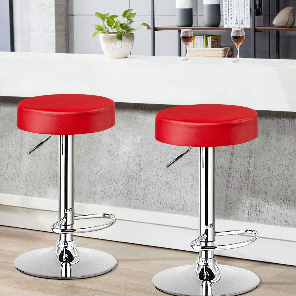 Bar stool, Pub Swivel Barstool Height Adjustable Pub Chairs, Counter Height Bar Stool W/ PU leather